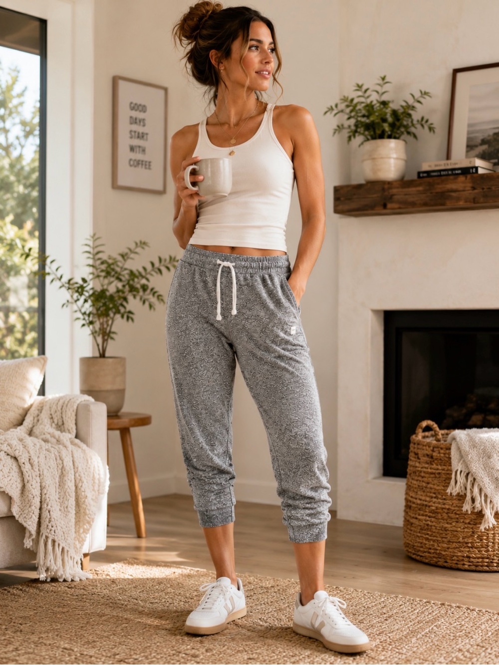 Vuori Performance Jogger Gray Heather Cropped Pants Women's XL